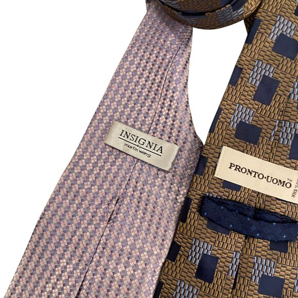 Men's Tie Lot of 3 Insignia Pronto Uomo and David Taylor Multicolor Formal - Picture 6 of 8